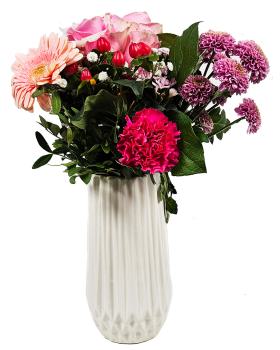 Blumenvase Dekovase Vase mit Rillen-Relief für Schnitt-/ Trockenblumen